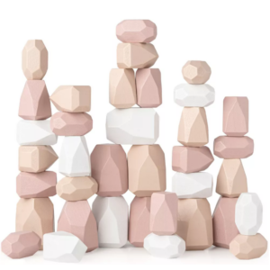 Comfy Cubs Stacking Rocks 36 Pieces, 36 months+, Toddler Stacking Blocks, Wooden Rocks Sensory Toys, Girl Pack