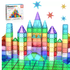 PICASSO-TILES 101PCS Magnetic Tiles for Kids - STEM Building Blocks, Construction Toy, Educational Creative Play Set Toddlers Preschool Boys & Girls