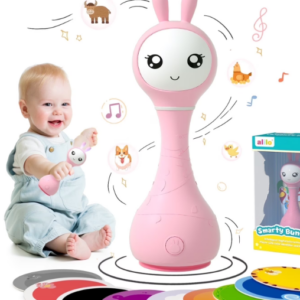 alilo Yoyo Talking Bunny Baby Musical Rattle - Repeats What You Say, Preloaded 90+ Content, ABC/Number/Notes Learning Toys for Babies Infant Newborn