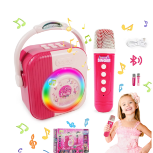 JBeeCtrl Mini Karaoke Machine for Kids with 2 Wireless Microphones Kids Karaoke Machine Toys for 3 4 5 6 7 8 9 10 Years Old Girls Birthday Gifts